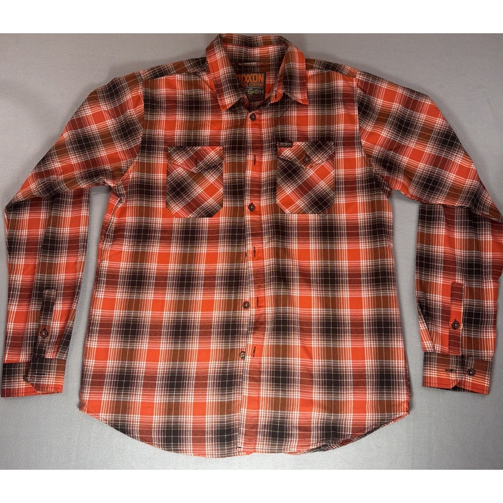 Dixxon Flannel Shirt Defcon Red Orange Plaid Mens Size LT